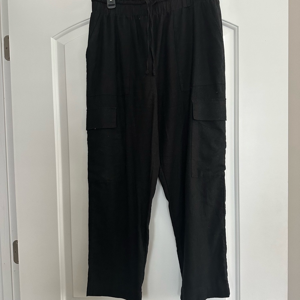 Time and Tru Black womens CargoPants with Drawstring Waist